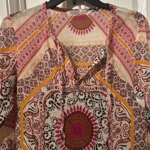Athleta Pink, Gold & Cream Floral-Print Tank cover up  silk/cotton blend size S